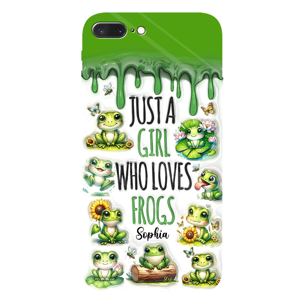 Einfach ein Mädchen, das Frösche liebt – Personalisierte Handyhülle mit Frosch-Vollbilddruck
