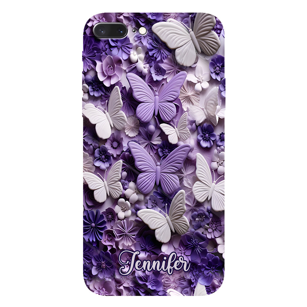 Lila Schmetterlinge – Personalisierte Handyhülle mit Schmetterlingsmotiv