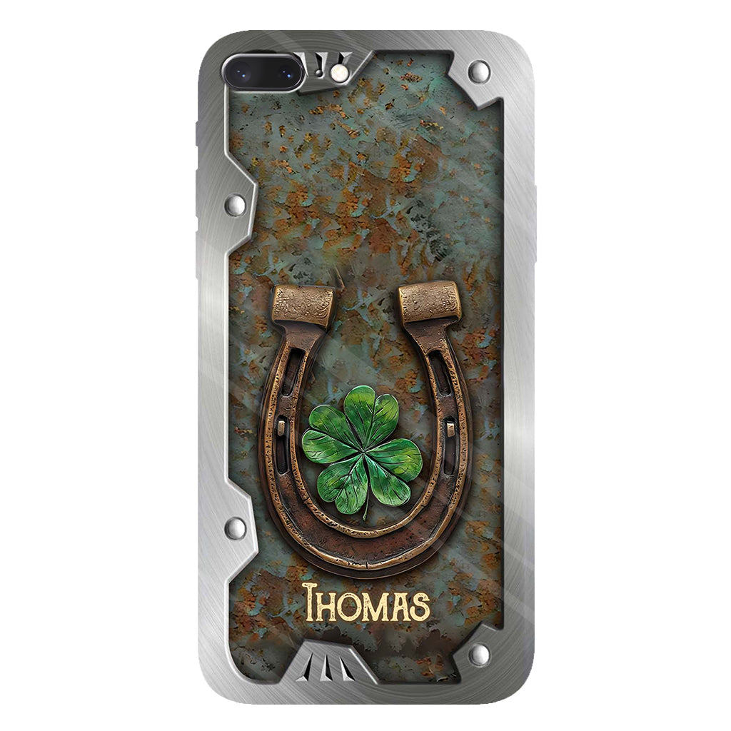 Lucky Horseshoe Shamrock – Personalisierte Handyhülle mit Pferdemotiv