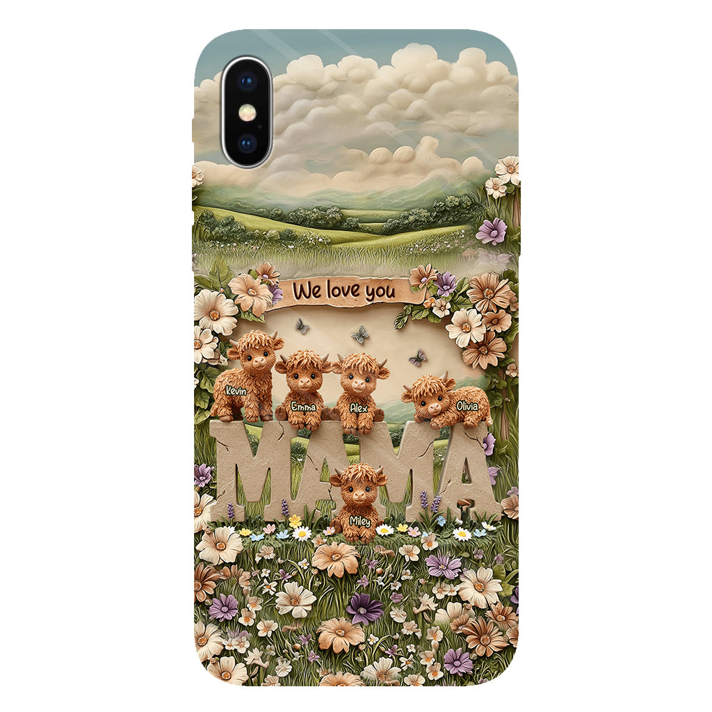 Niedliche Hochlandrind-Mama, Oma – Personalisierte Handyhülle mit Muttermotiv