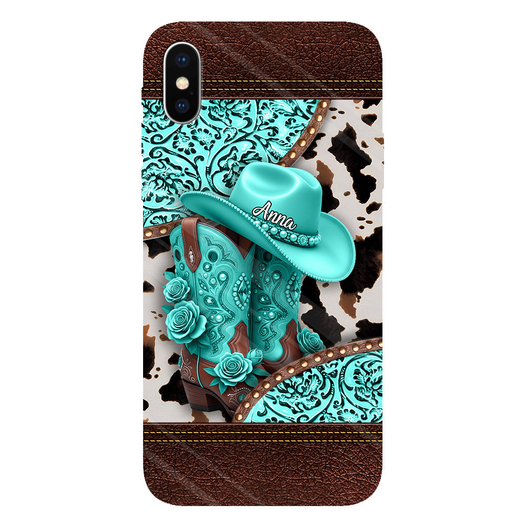 Western-Cowgirl-Stiefel – Personalisierte Handyhülle mit Cowgirl-Vollprint