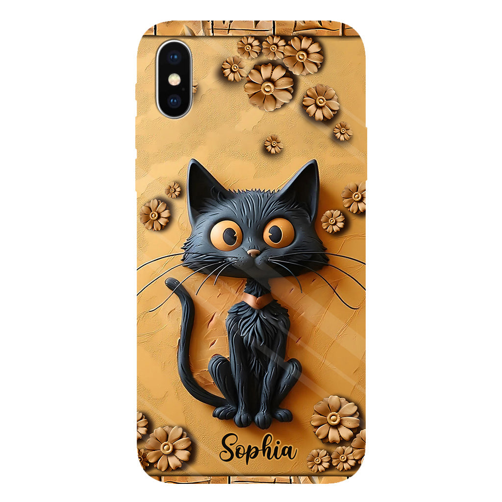 Cute Black Cat - Personalized Black Cat Full Print Phone Case