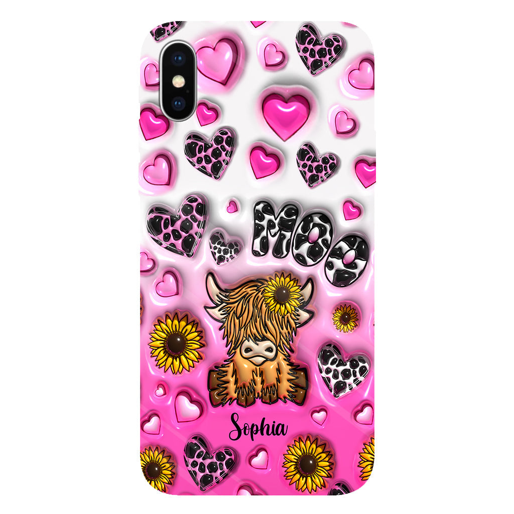 Sunflower Highland Cow - Personalized Full Print Phone Case