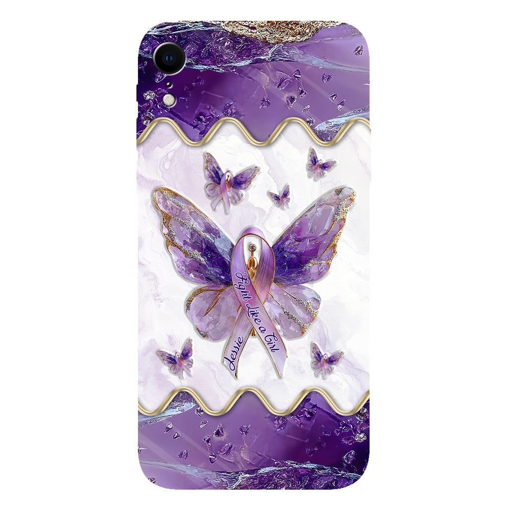 Kämpfe wie ein Mädchen – Personalisierte Handyhülle mit Lupus-Aufklärung und vollflächigem Aufdruck