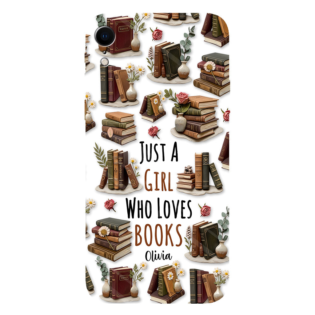 Einfach ein Mädchen, das Bücher liebt – personalisierte Handyhülle mit Buchmotiv