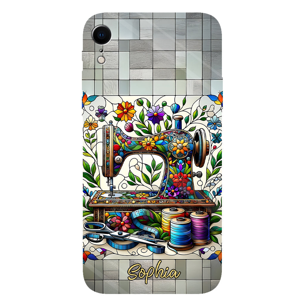 Ich liebe Nähen – Personalisierte Handyhülle mit Nähmotiv