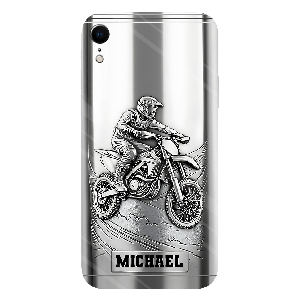 Handyhülle mit Metallic-Motiv (Dirtbike/Motocross) – Personalisierte Dirtbike-Handyhülle mit Vollbilddruck