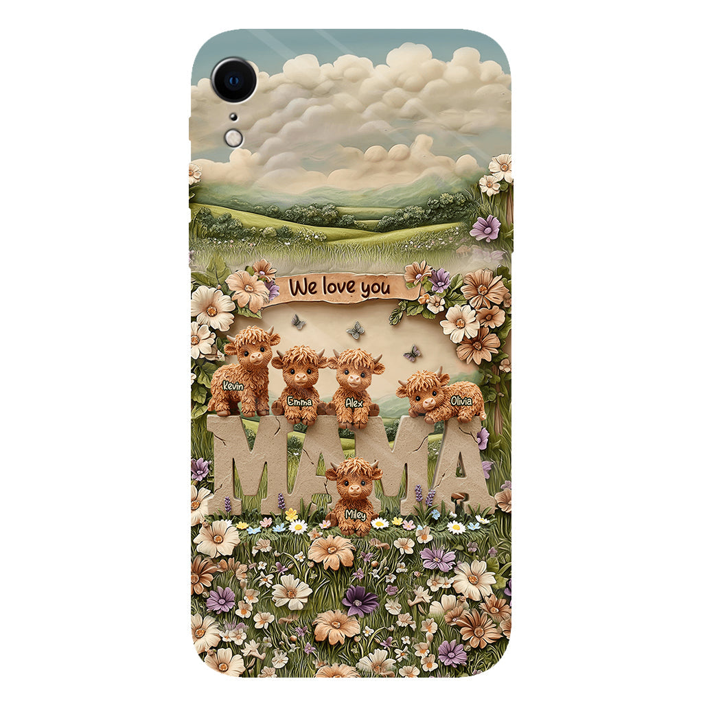 Niedliche Hochlandrind-Mama, Oma – Personalisierte Handyhülle mit Muttermotiv