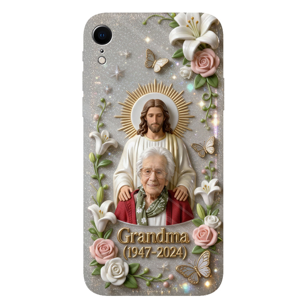 Gedenkgeschenk für einen geliebten Menschen, Glaube an Gott – personalisierte Handyhülle mit vollflächigem Gedenkdruck