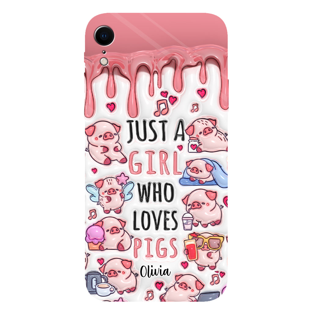Einfach ein Mädchen, das Schweine liebt – Personalisierte Handyhülle mit Schweinemotiv