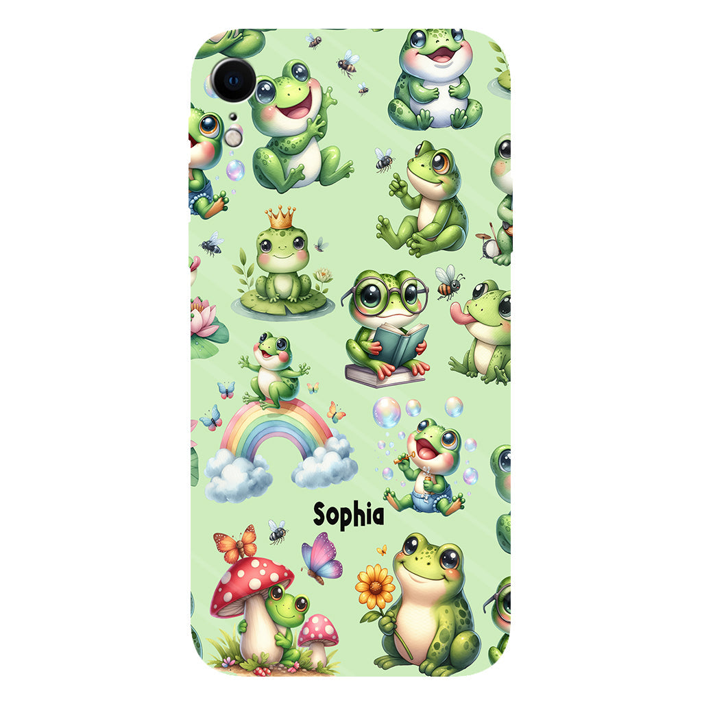 Einfach ein Mädchen, das Frösche liebt – Personalisierte Handyhülle mit Frosch-Vollbilddruck