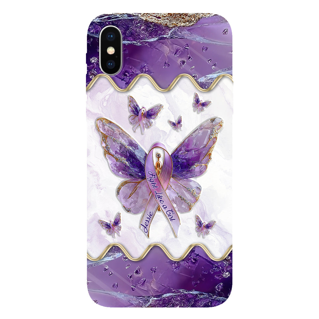 Kämpfe wie ein Mädchen – Personalisierte Handyhülle mit Lupus-Aufklärung und vollflächigem Aufdruck