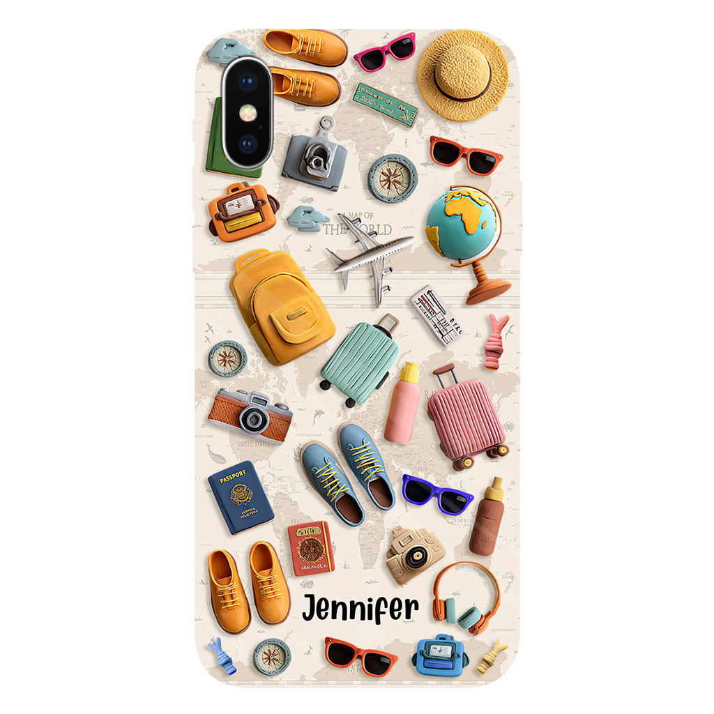 Einfach ein Mädchen, das Reisen liebt – Personalisierte Handyhülle mit Reisemotiv und Vollbilddruck