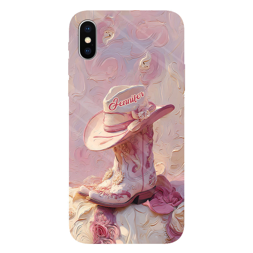 Pink Cowgirl - Personalized Cowgirl Full Print Phone Case & Phone Grip