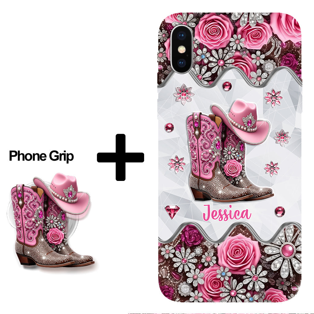 Cowgirl Boots - Personalized Cowgirl Full Print Phone Case & Phone Grip