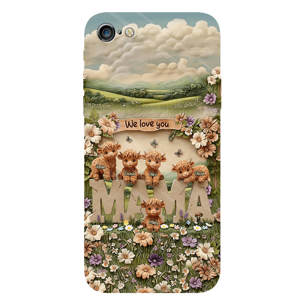 Niedliche Hochlandrind-Mama, Oma – Personalisierte Handyhülle mit Muttermotiv