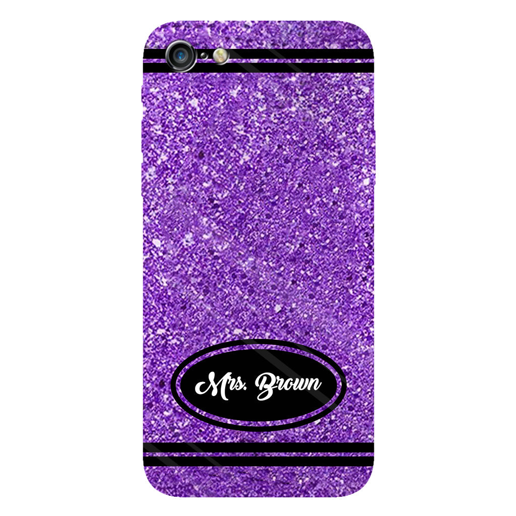 Artificial Glitter Crayon Design - Personalized Teacher Full Print Phone Case & Phone Grip