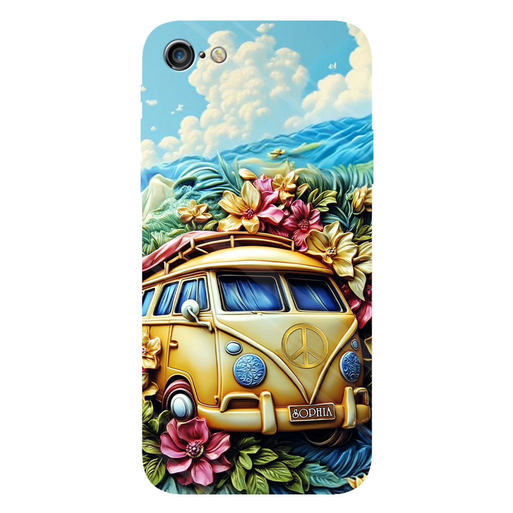 Floral Van Peace Sign - Personalized Hippie Full Print Phone Case