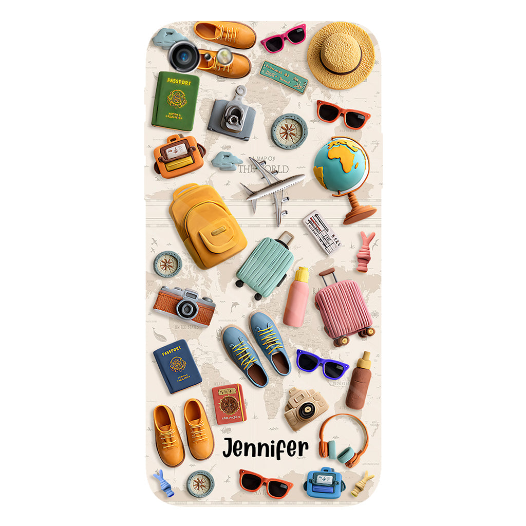 Einfach ein Mädchen, das Reisen liebt – Personalisierte Handyhülle mit Reisemotiv und Vollbilddruck
