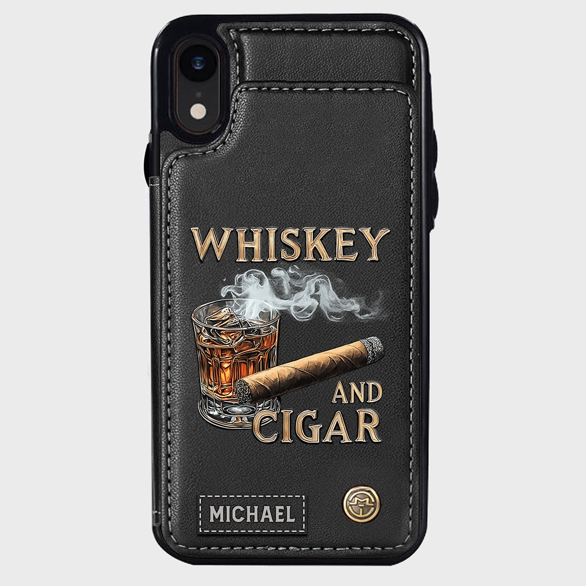 Whiskey And Cigar - Personalized Whisky Wallet Phone Case