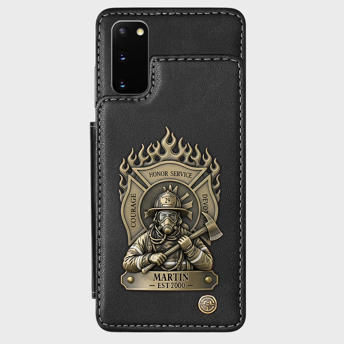 Stolzer Feuerwehrmann – Personalisierte Handyhülle mit Feuerwehrmotiv