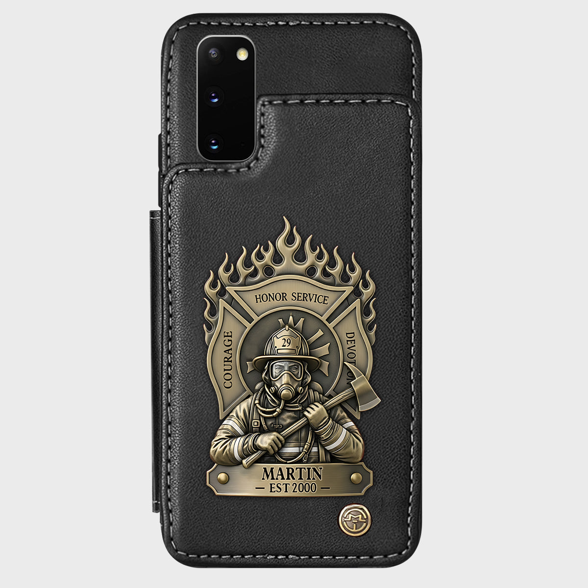 Stolzer Feuerwehrmann – Personalisierte Handyhülle mit Feuerwehrmotiv