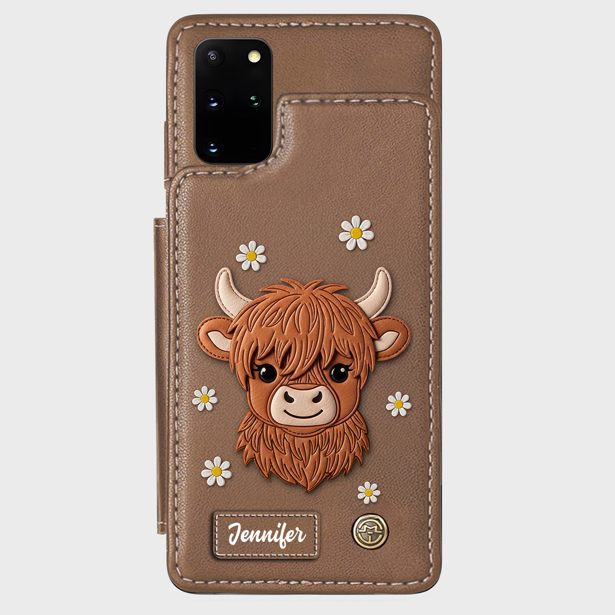 Adorable Highland Cow - Personalized Highland Cow Wallet Phone Case