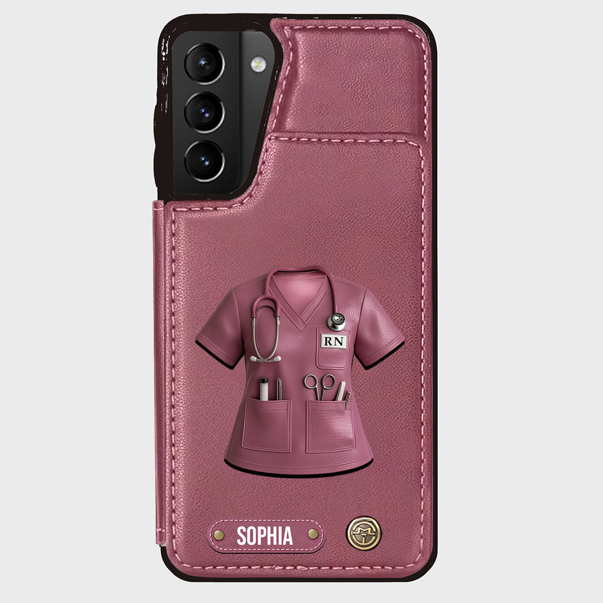 Stolze Krankenschwester – Personalisierte Handyhülle mit Brieftaschenfunktion für Krankenschwestern