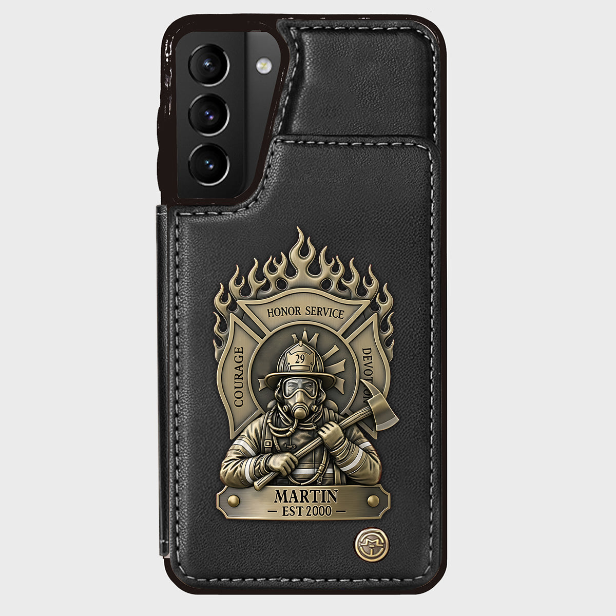 Stolzer Feuerwehrmann – Personalisierte Handyhülle mit Feuerwehrmotiv