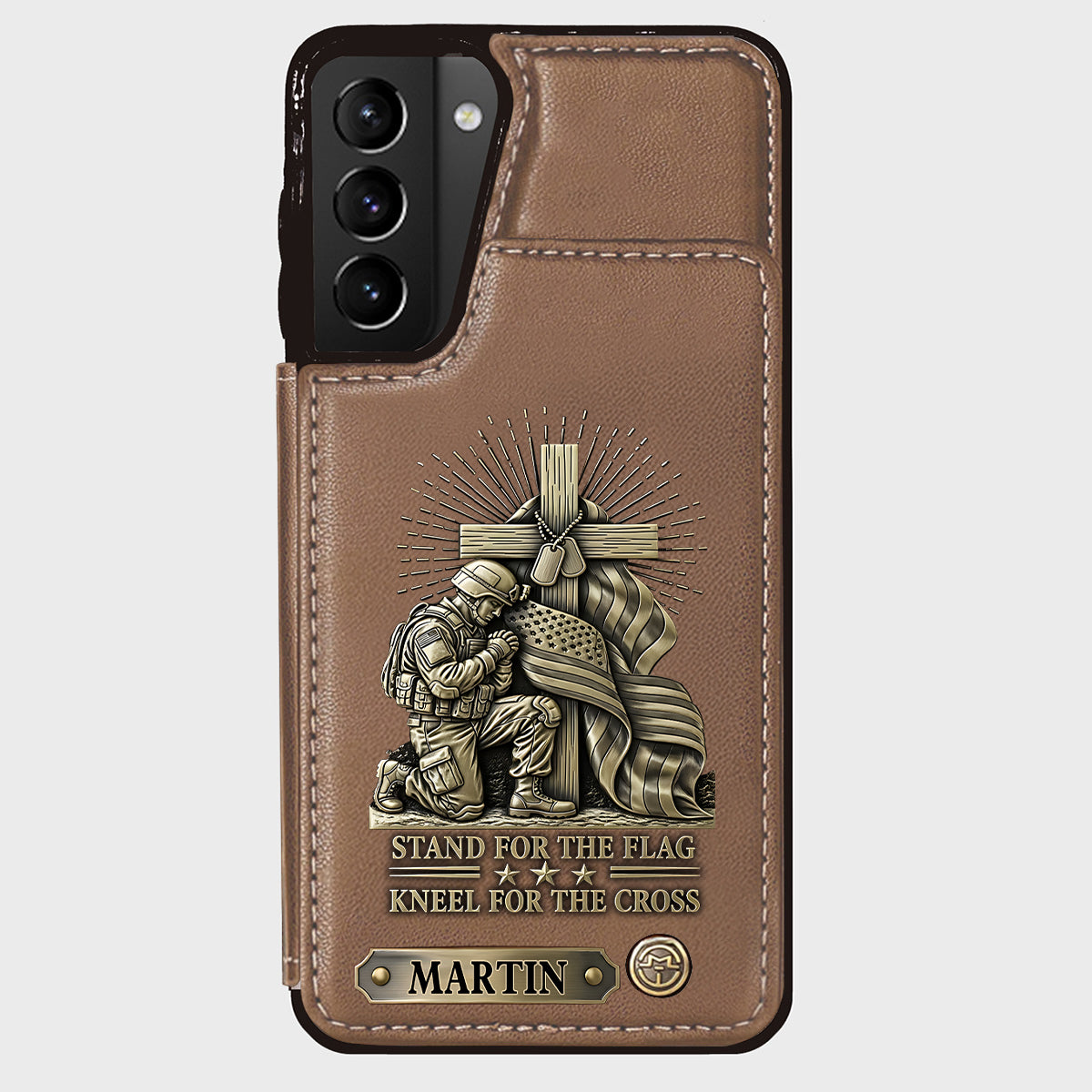 Kneel For The Cross - Personalized Veteran Wallet Phone Case