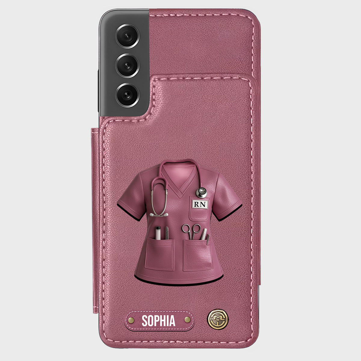 Stolze Krankenschwester – Personalisierte Handyhülle mit Brieftaschenfunktion für Krankenschwestern