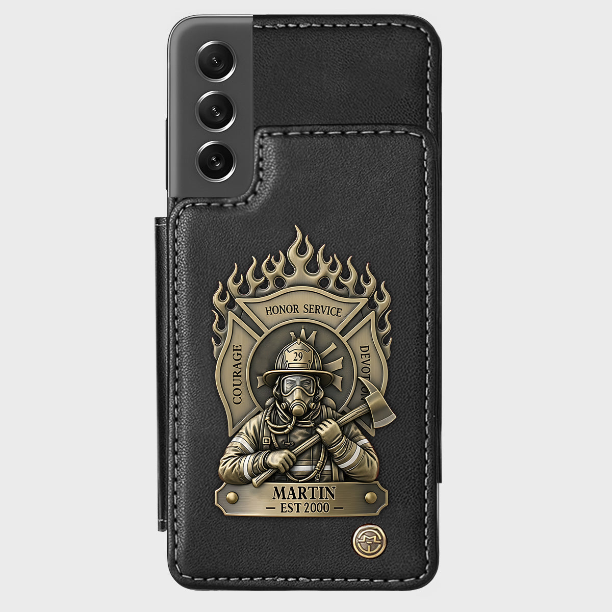 Stolzer Feuerwehrmann – Personalisierte Handyhülle mit Feuerwehrmotiv