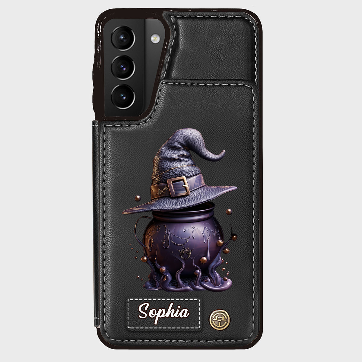Magical Hat And Cauldron - Personalized Witch Wallet Phone Case