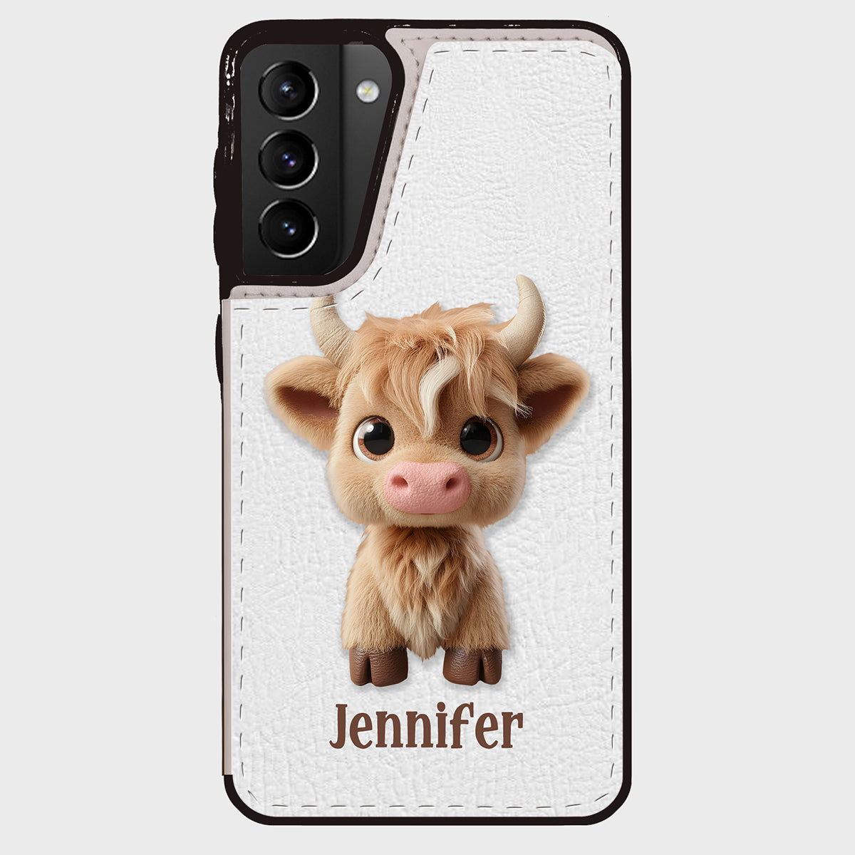 Niedliche Hochlandkuh – Personalisierte, faltbare Handyhülle mit Hochlandkuhmotiv
