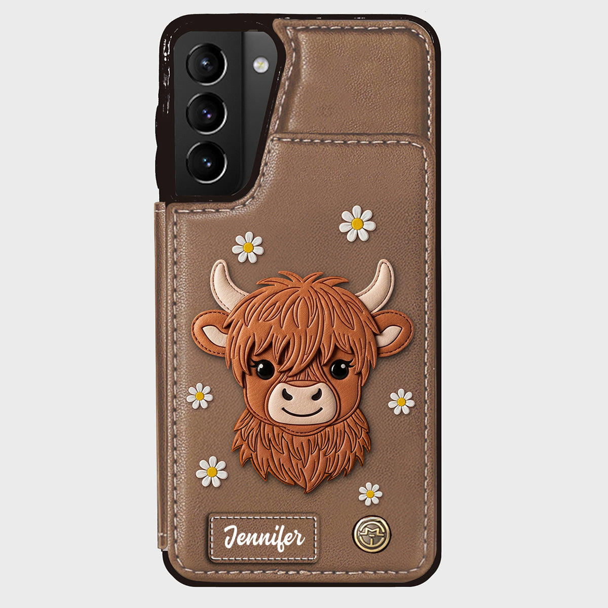 Adorable Highland Cow - Personalized Highland Cow Wallet Phone Case