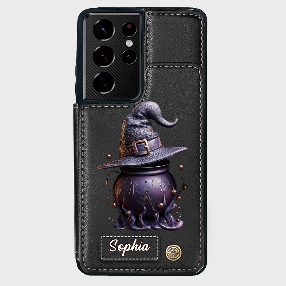 Magical Hat And Cauldron - Personalized Witch Wallet Phone Case