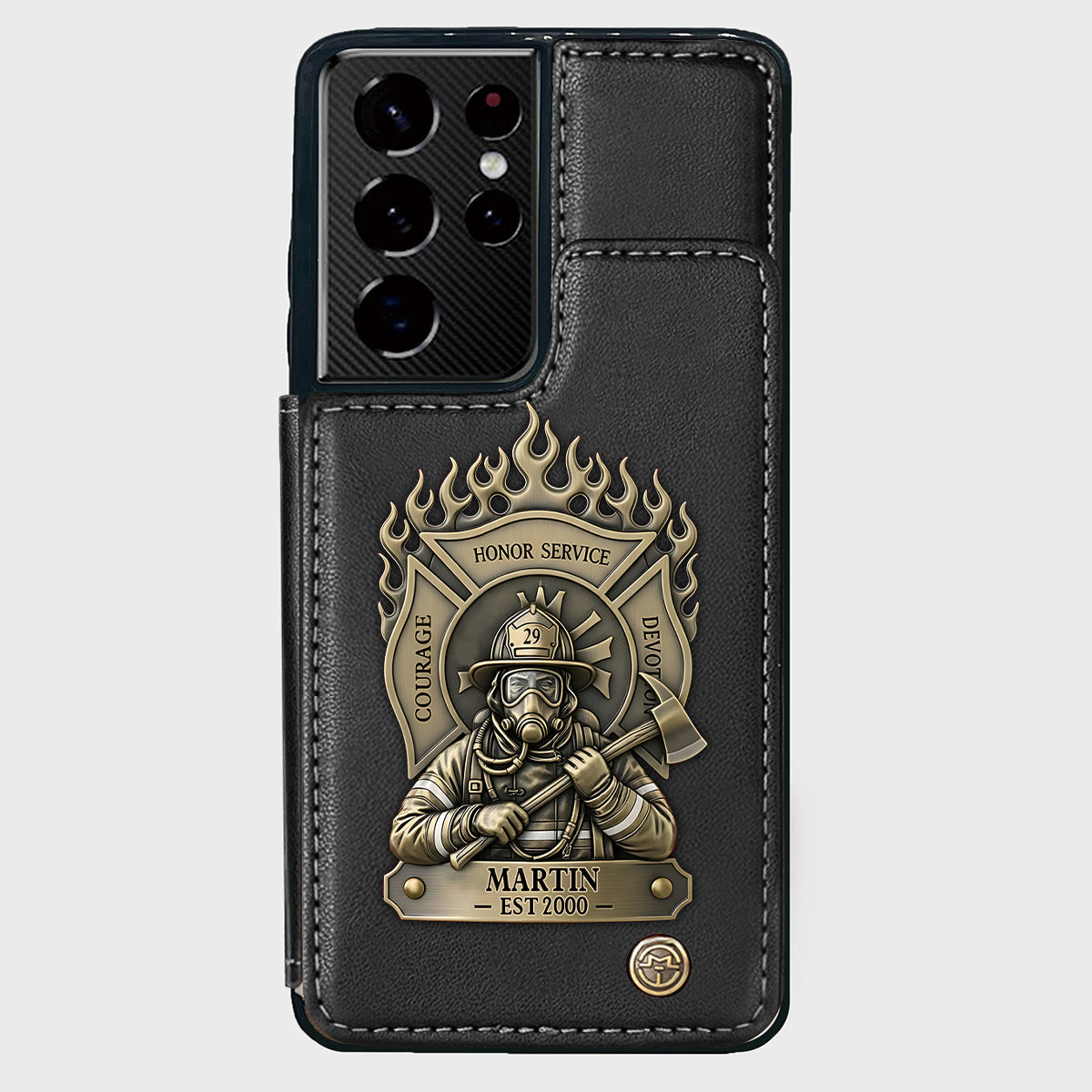 Stolzer Feuerwehrmann – Personalisierte Handyhülle mit Feuerwehrmotiv