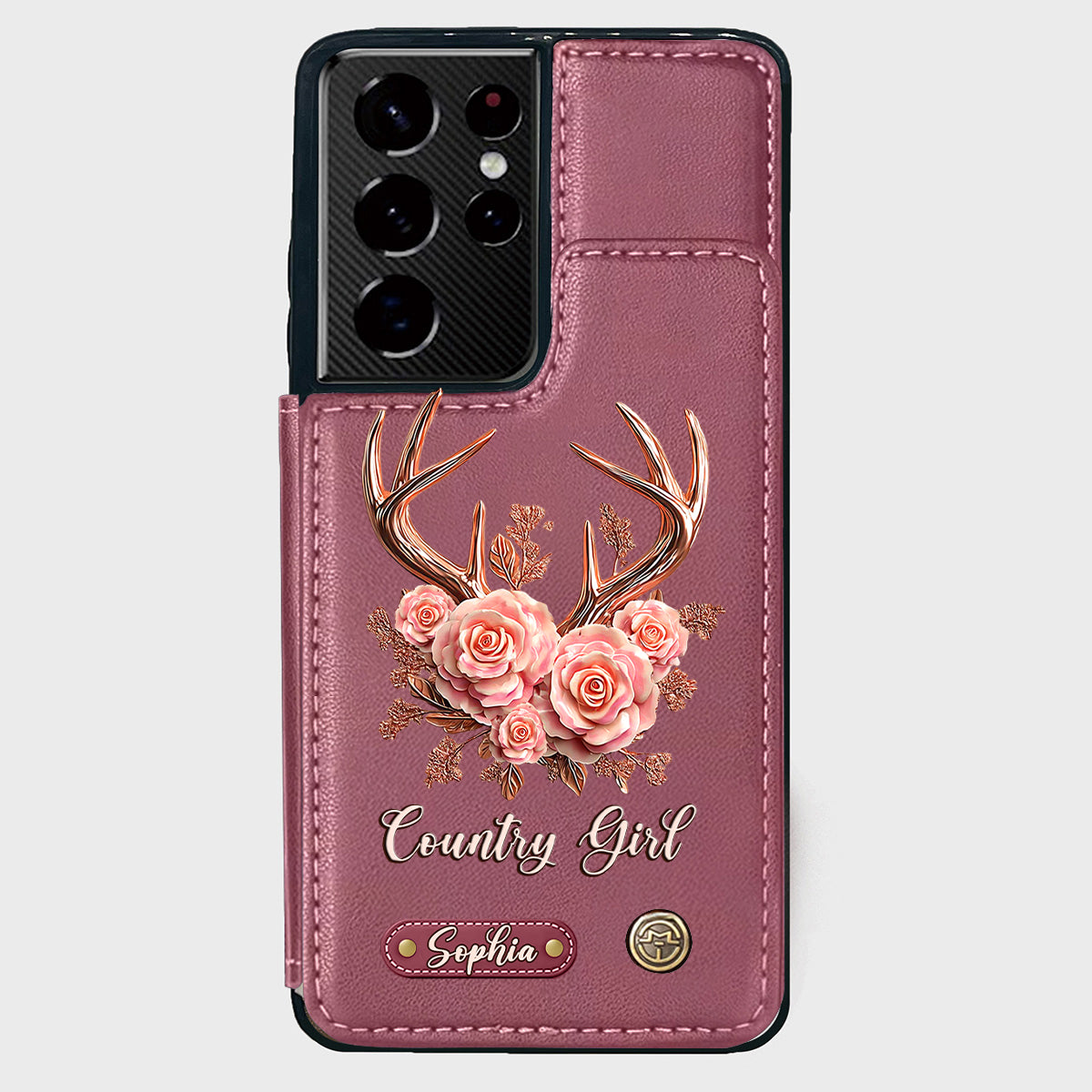 Country Girl – Personalisierte Handyhülle mit Jagd-Geldbörse