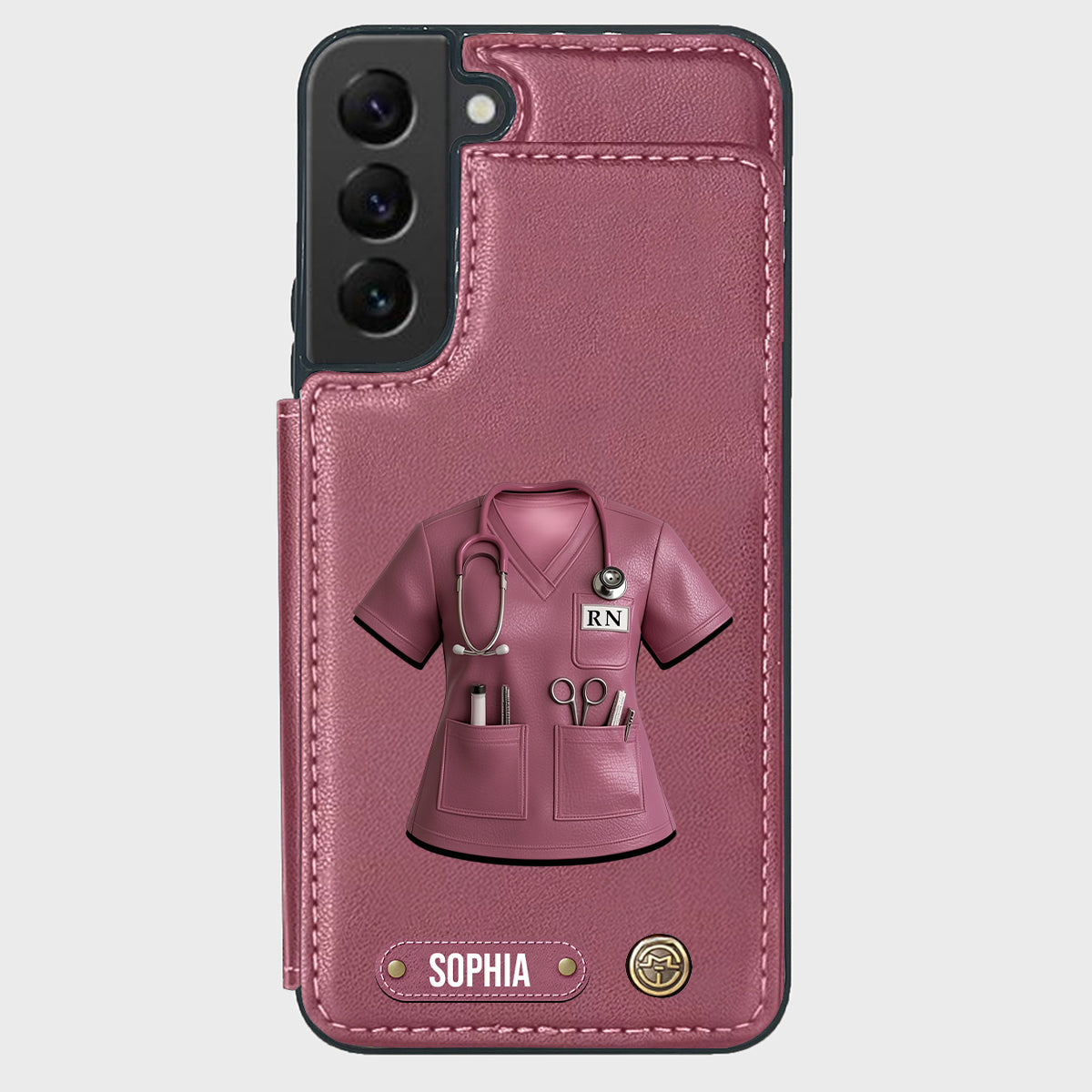 Stolze Krankenschwester – Personalisierte Handyhülle mit Brieftaschenfunktion für Krankenschwestern