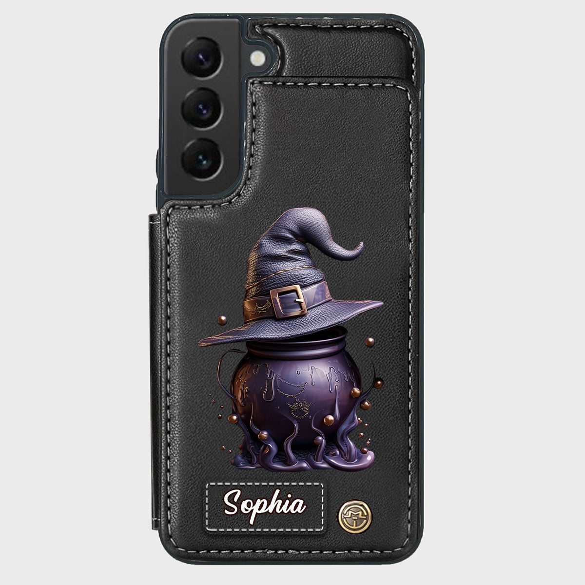 Magical Hat And Cauldron - Personalized Witch Wallet Phone Case
