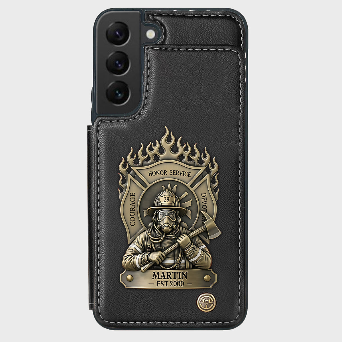 Stolzer Feuerwehrmann – Personalisierte Handyhülle mit Feuerwehrmotiv
