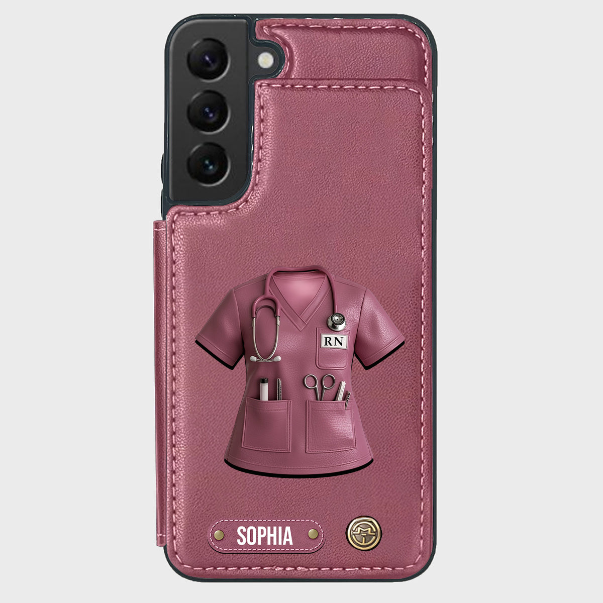 Stolze Krankenschwester – Personalisierte Handyhülle mit Brieftaschenfunktion für Krankenschwestern