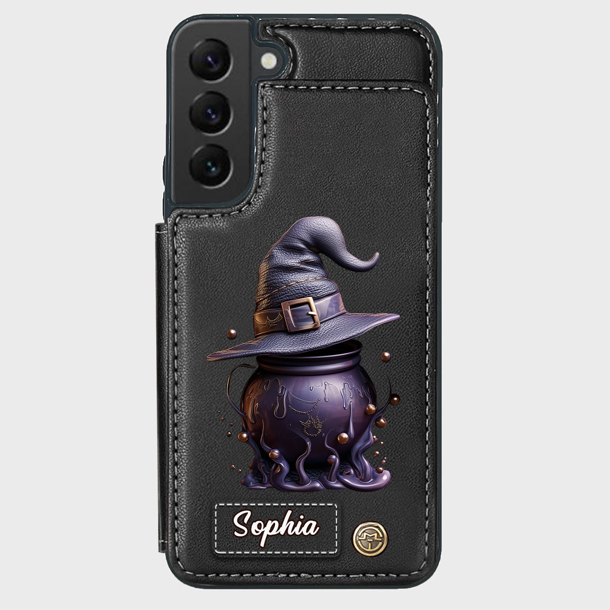 Magical Hat And Cauldron - Personalized Witch Wallet Phone Case