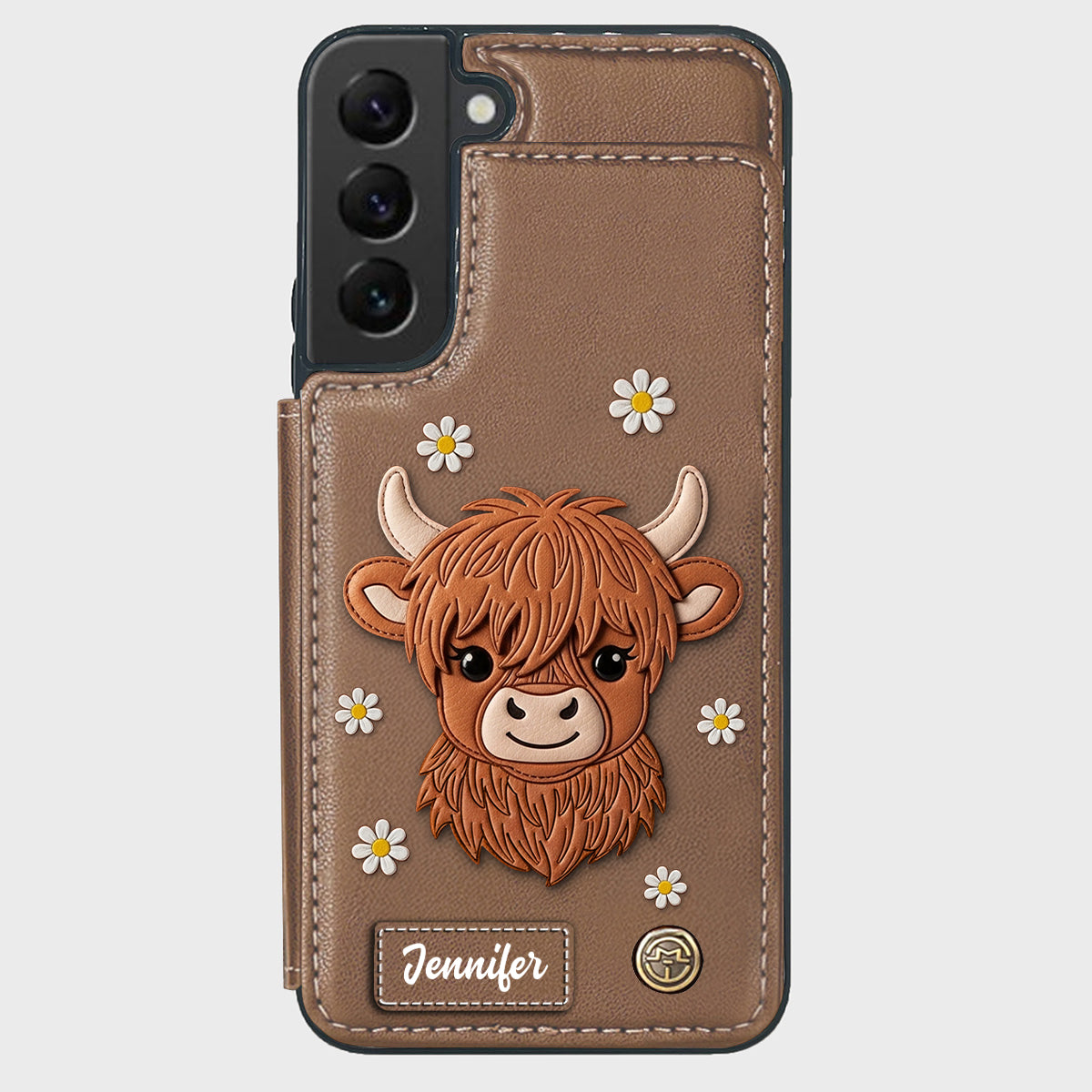 Adorable Highland Cow - Personalized Highland Cow Wallet Phone Case