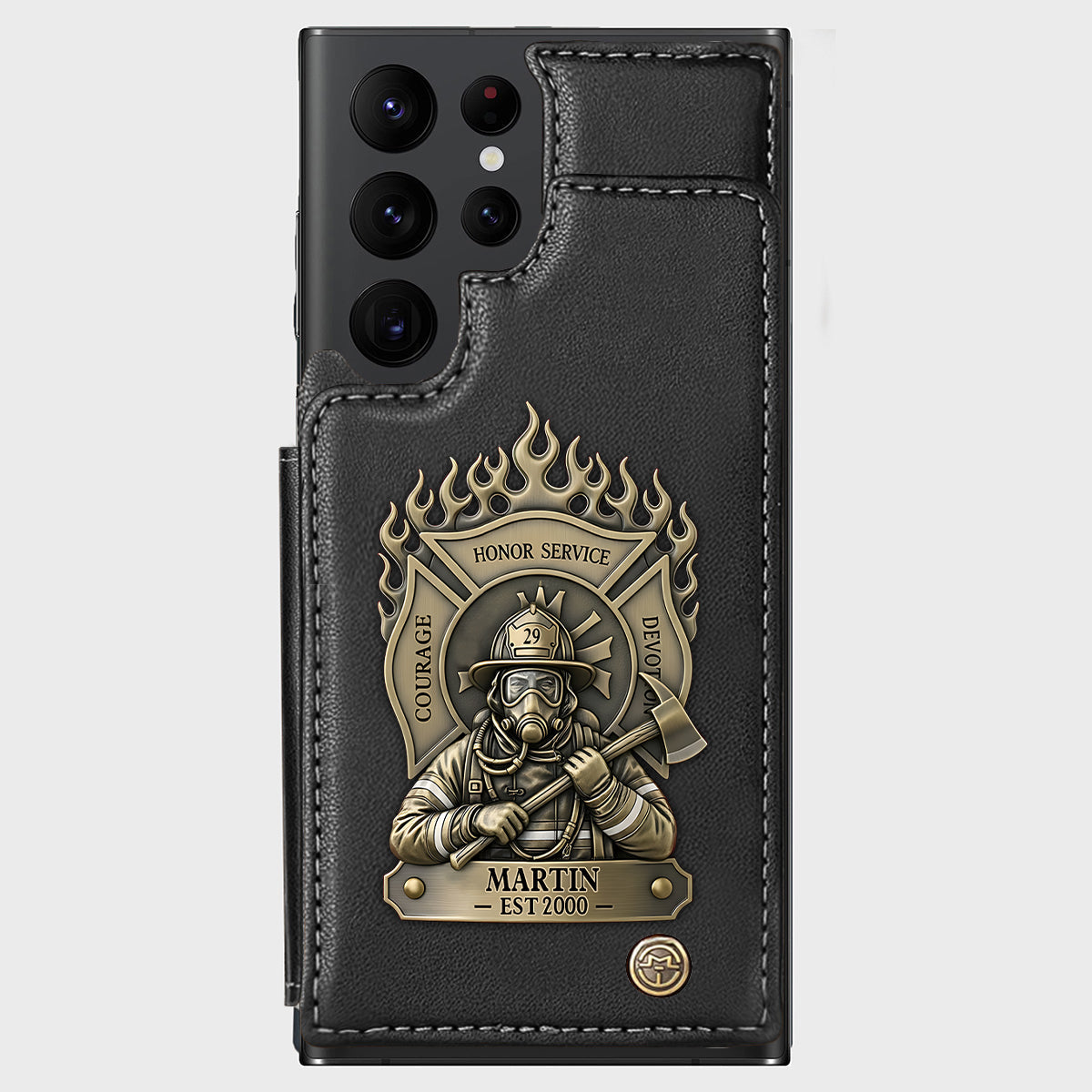 Stolzer Feuerwehrmann – Personalisierte Handyhülle mit Feuerwehrmotiv