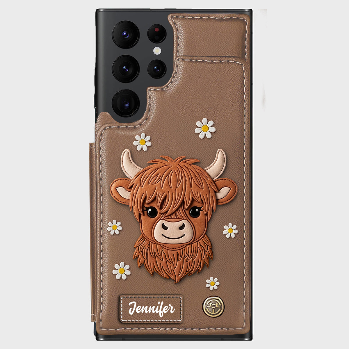 Adorable Highland Cow - Personalized Highland Cow Wallet Phone Case