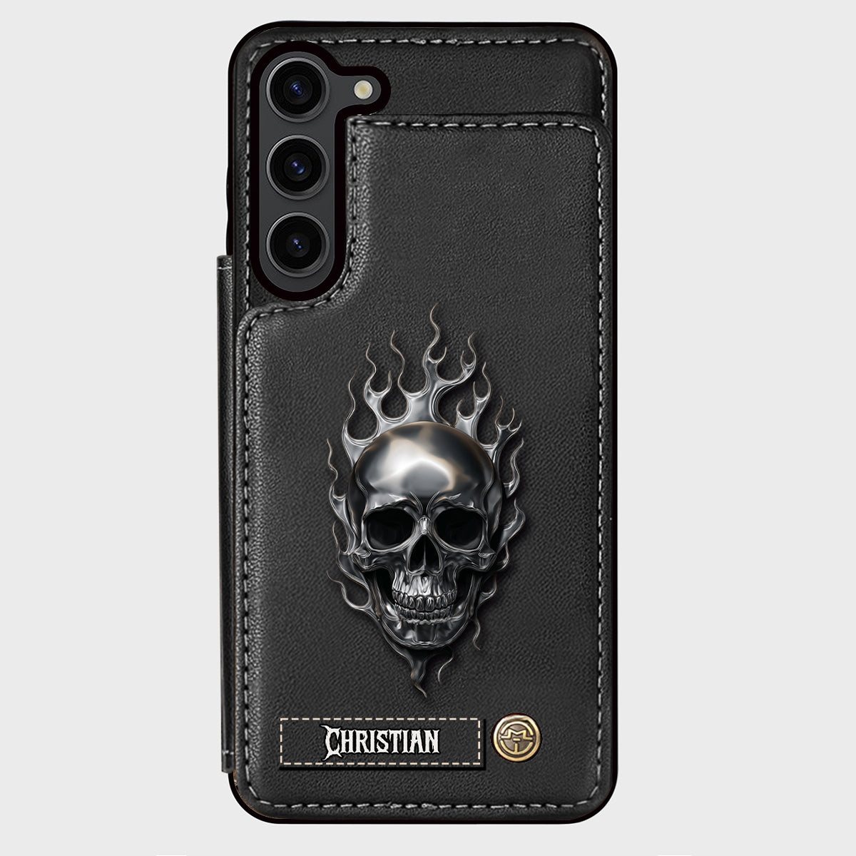 Feuerschädel – Personalisierte Totenkopf-Handyhülle