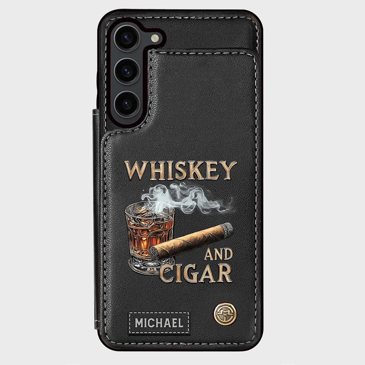 Whiskey And Cigar - Personalized Whisky Wallet Phone Case