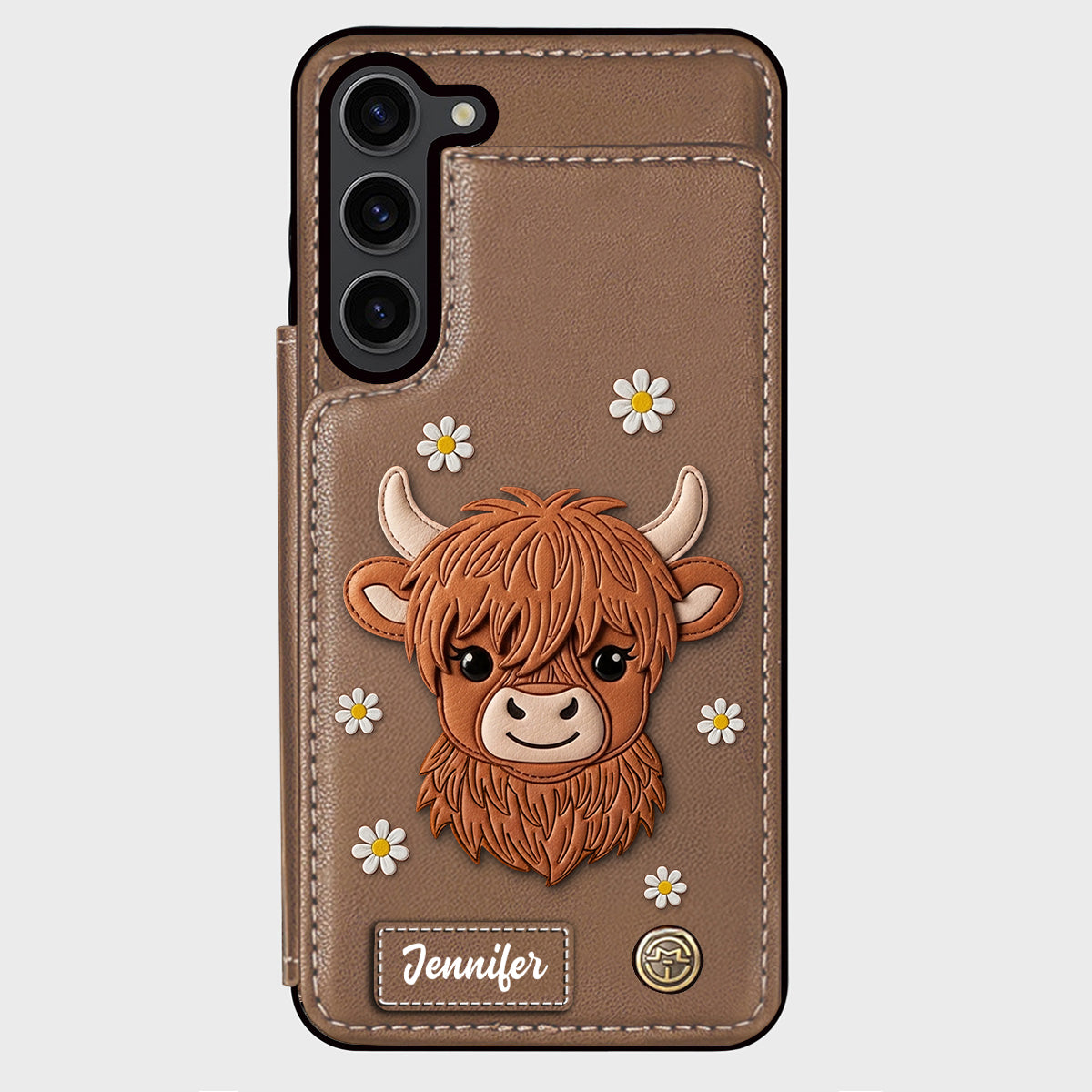 Adorable Highland Cow - Personalized Highland Cow Wallet Phone Case