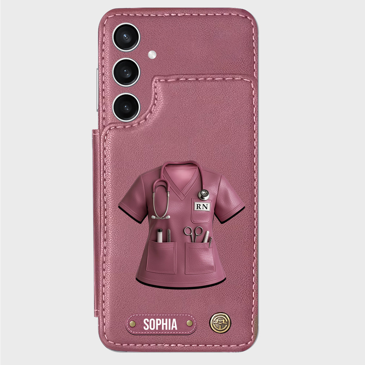 Stolze Krankenschwester – Personalisierte Handyhülle mit Brieftaschenfunktion für Krankenschwestern